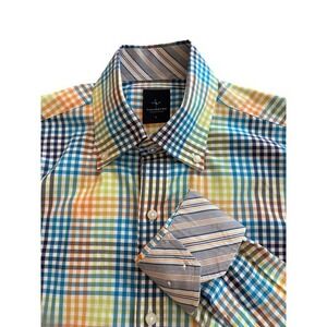 Tailorbyrd Mens Button Down Shirt Plaid Checkered Dress Casual Colorful